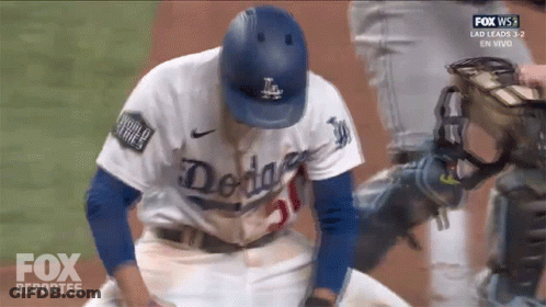 Dodgers Player Kneeling On Field GIF