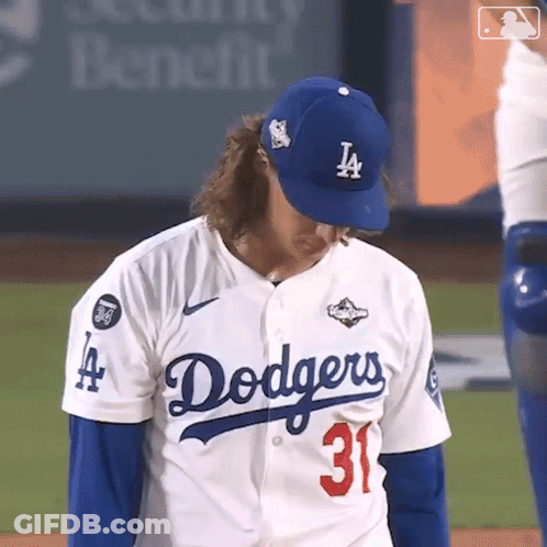 Dodgers Player Number 31 Looking Down GIF