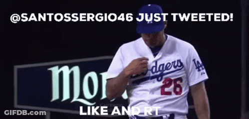 Dodgers Player Standing In Front Of Sign GIF