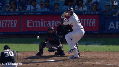 Dodgers Player Swinging At Pitch GIF