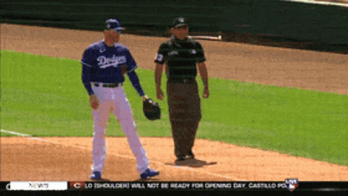 Dodgers Player Talking To Referee GIF