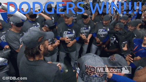 Dodgers Players Celebrating Win GIF