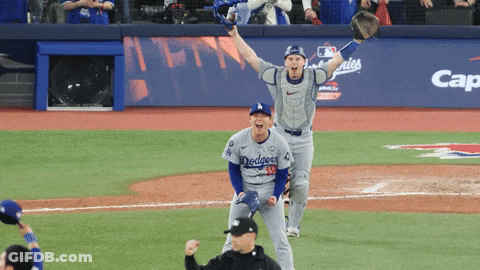 Dodgers Players Celebrating With Referee GIF