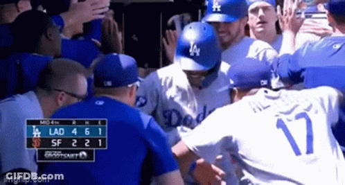 Dodgers Players Huddled Together GIF