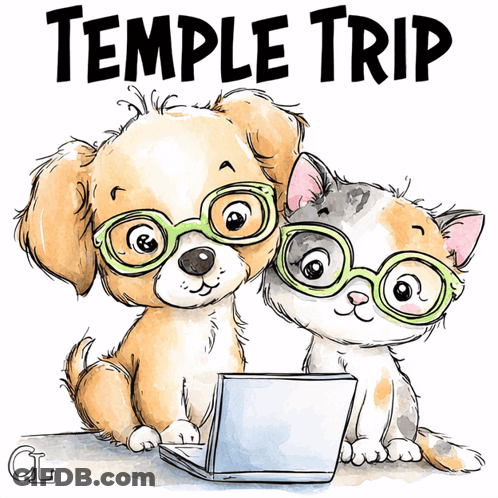 Dog And Cat Wearing Glasses Looking At Laptop Temple Trip GIF
