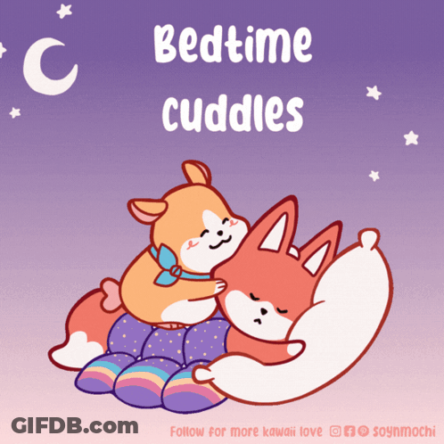 Dog And Fox Hugging Bedtime Cuddles GIF