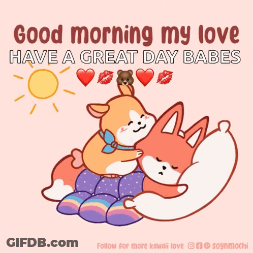 Dog And Fox Hugging Good Morning My Love GIF