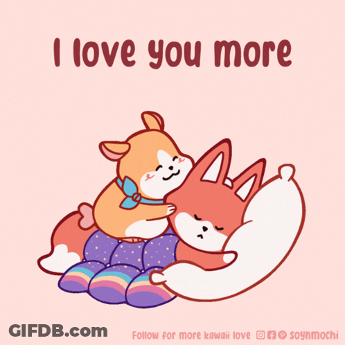 Dog And Fox Hugging I Love You More GIF