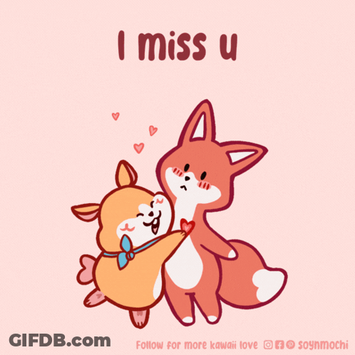 Dog And Fox Hugging I Miss U GIF
