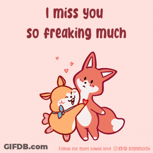 Dog And Fox Hugging I Miss You GIF