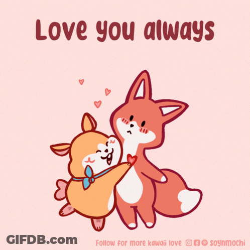 Dog And Fox Hugging Love You Always GIF