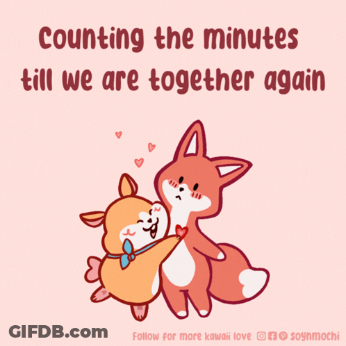 Dog And Fox Hugging Saying Counting The Minutes GIF