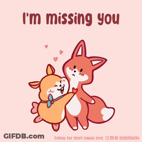 Dog And Fox Hugging Saying I'm Missing You GIF