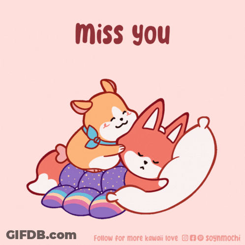 Dog And Fox Hugging Saying Miss You GIF