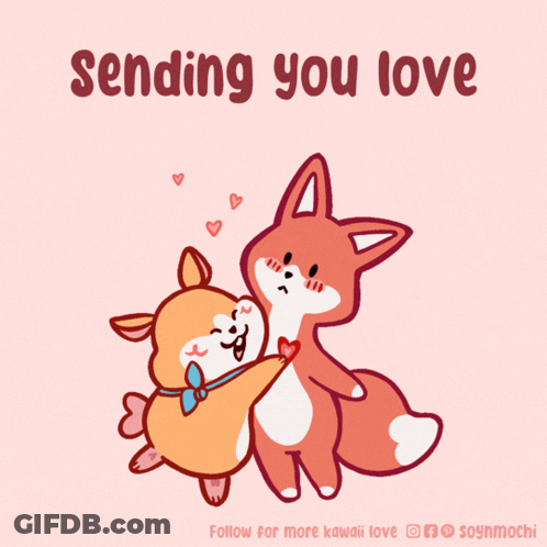 Dog And Fox Hugging Sending You Love GIF