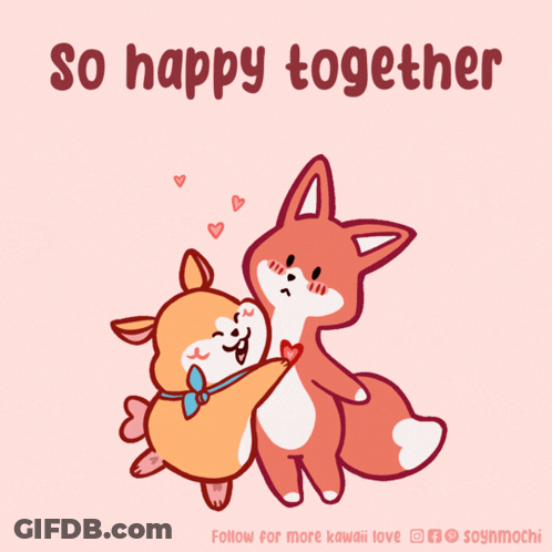 Dog And Fox Hugging So Happy Together GIF