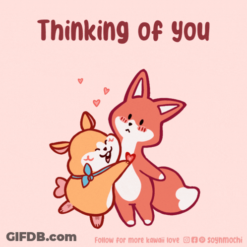 Dog And Fox Hugging Thinking Of You GIF