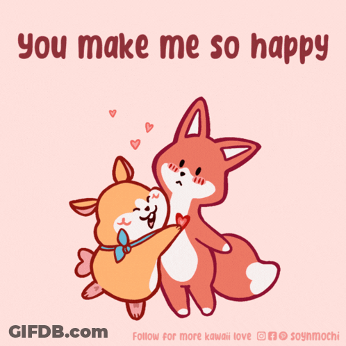 Dog And Fox Hugging You Make Me So Happy GIF