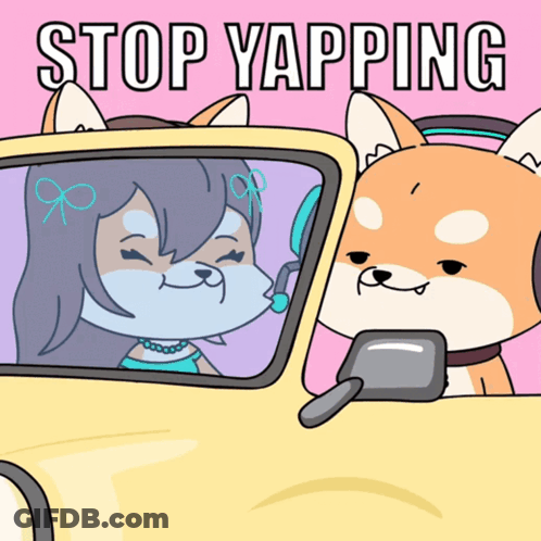 Dog And Woman In Car Saying Stop Yapping GIF