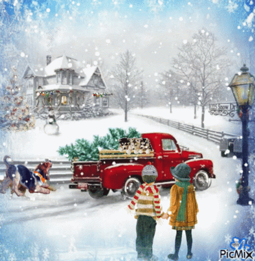 Dog Barking In A Winter Christmas GIF