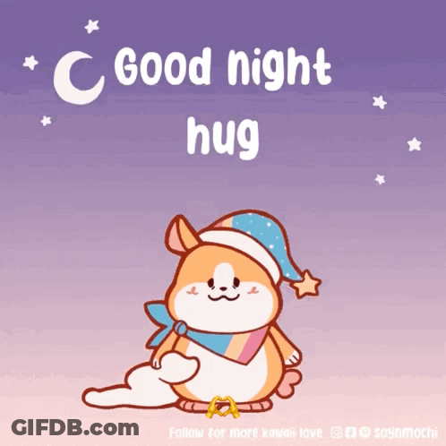 Dog Cartoon Saying Good Night Hug GIF