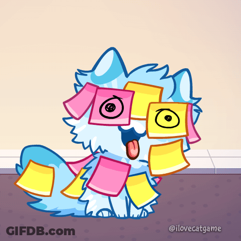 Dog Cartoon With Sticky Notes GIF