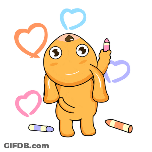Dog Drawing Hearts With Crayons Love GIF