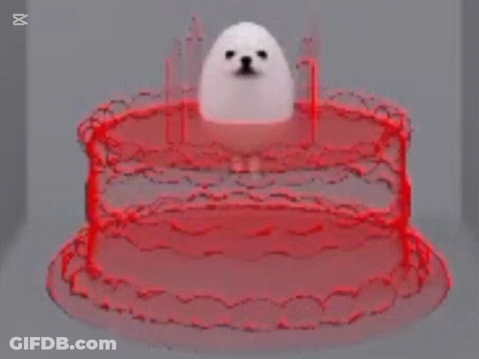 Dog Egg With Red Birthday Cake GIF
