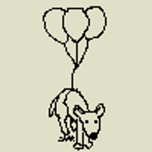 Dog Floating Balloons Sketch GIF