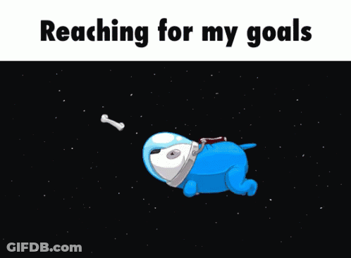 Dog Flying Through Space Reaching Goals GIF