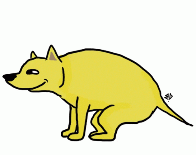 Dog Grinning After Excreting Poop GIF