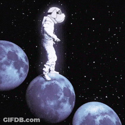Dog-Headed Astronaut On Blue Moon GIF