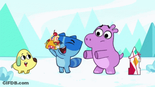 Dog Hippo And Blue Raccoon Eating Taco GIF