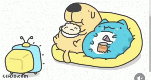 Dog Holding Baby And Cat Lying On Bed GIF