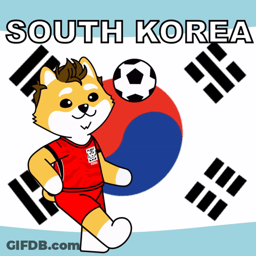 Dog Holding Soccer Ball With South Korea Flag GIF