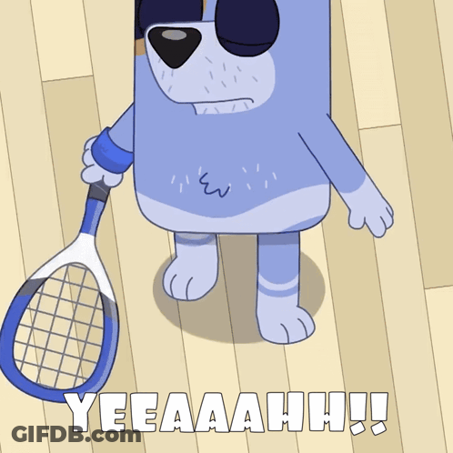 Dog Holding Tennis Racquet Yeeaahhh GIF