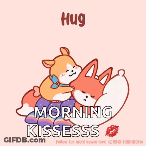 Dog Hugging Fox Morning Kissess GIF