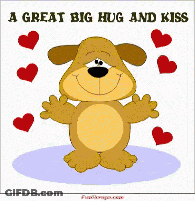 Dog Hugging Kissing Saying A Great Big Hug And Kiss GIF