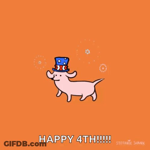 Dog In American Flag Top Hat Saying Happy 4Th GIF