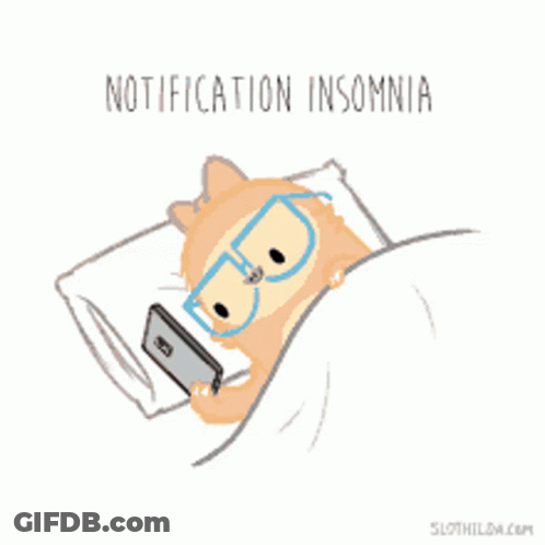Dog In Bed Looking At Cell Phone Notification Insomnia GIF