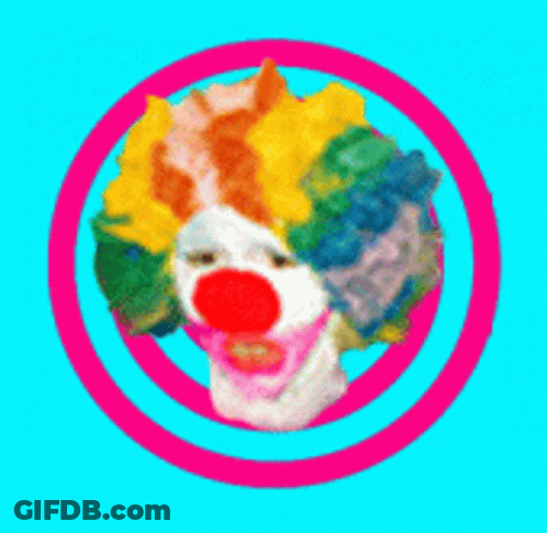Dog In Clown Wig Surrounded By Pink Circle GIF