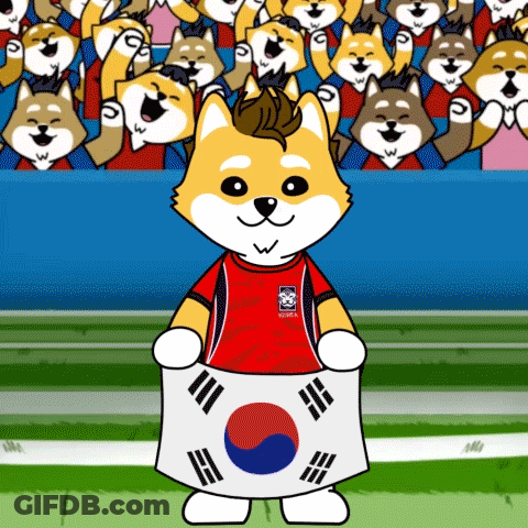 Dog In Korea Shirt Holding Korean Flag GIF