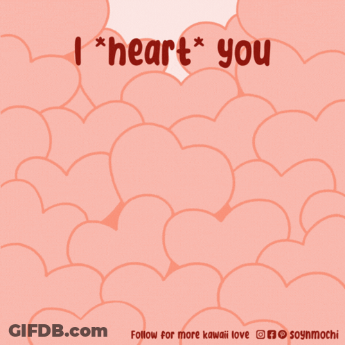 Dog In Pile Of Hearts Saying I Heart You GIF