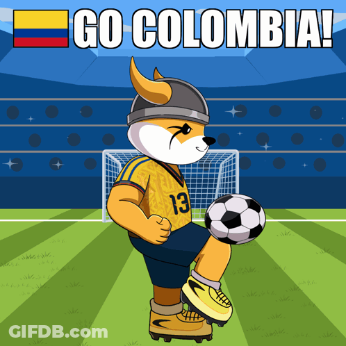 Dog Kicking Soccer Ball Go Colombia GIF