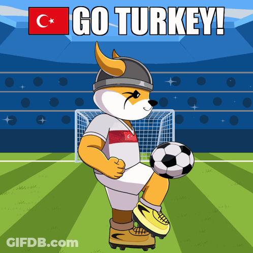 Dog Kicking Soccer Ball Saying Go Turkey GIF