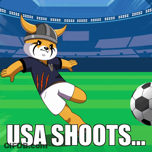 Dog Kicking Soccer Ball USA Shoots GIF