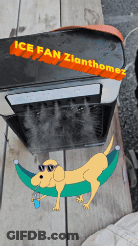Dog Laying In Hammock Ice Fan Zlanthomez GIF