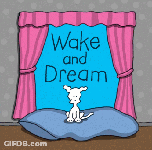Dog Looking Out Window With Wake And Dream GIF
