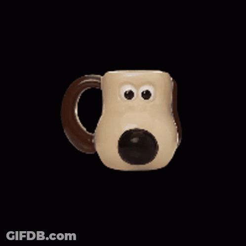 Dog Mug With Brown Handle GIF