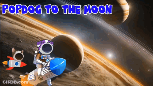 Dog Riding Rocket Popdog To The Moon GIF